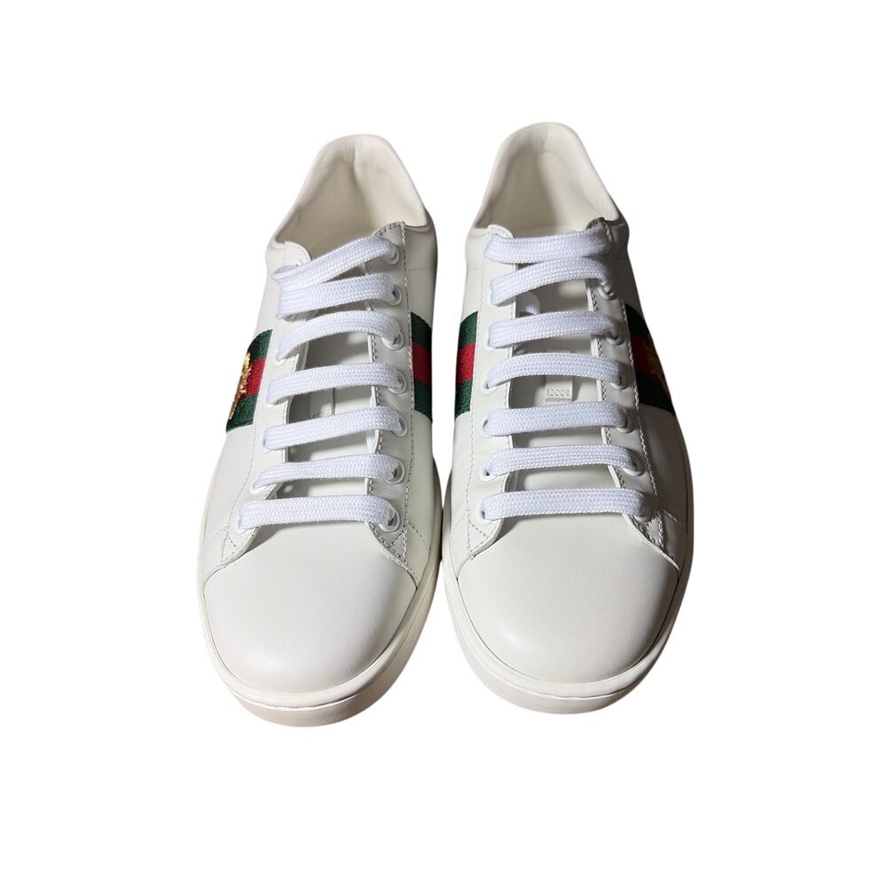 Gucci Ace Bee Sneakers White Leather Web Stripe – Mismatched Sizes 8 / 8.5 NEW - Picture 3 of 8